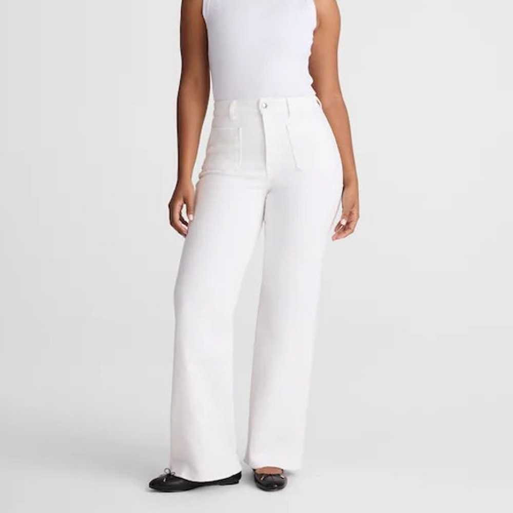 Madewell The Curvy Emmy Wide Leg Jean Tile White Super Stretch Size 25 NWT